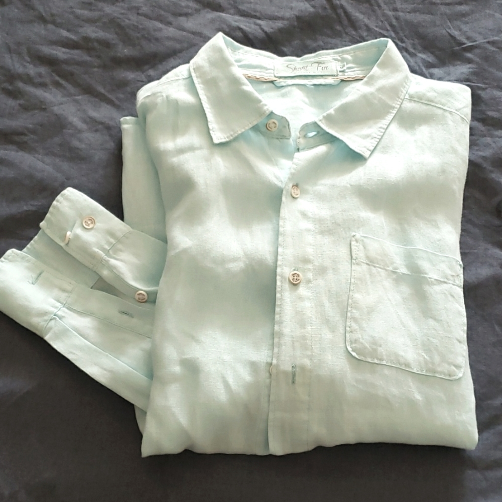 Short Fin Men's Long Sleeve Linen Resort Shirt